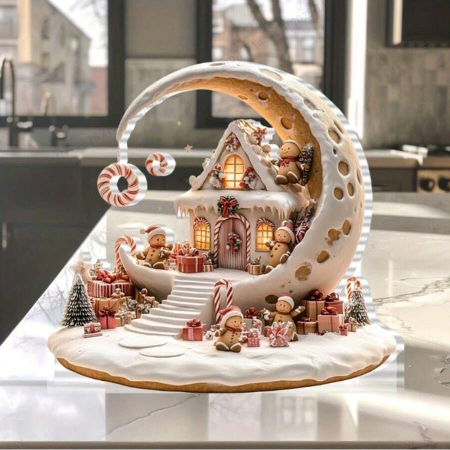 Figurina natalizia in stile bohémien in acrilico, dimensioni 15,0 cm x 16,0 cm, adatta per la decorazione da tavolo durante le festività in casa, ufficio, camera da letto, caffè - Decorazione multifunzionale a tema familiare - Regalo di Natale unico - Multicolore - Visualizzare 1
