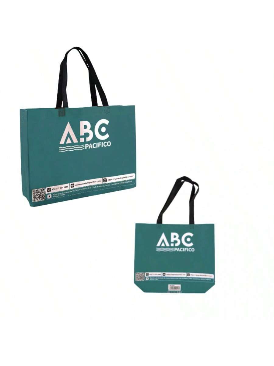 Bolsa de compra verde de tela no tejida, 80 g, 50 x 40 x 15 cm