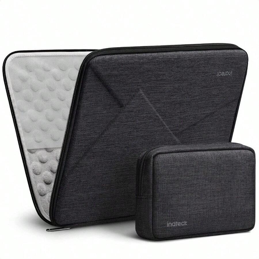 13.3 Inch Shockproof EVA Laptop Sleeve Hard Case Compatible With 14 Inch  Pro/Max M4 M3 M2 M1 2021-2024 13 Inch  Air/Pro 2012-2017 With Accessory Bag Black Gray - Black Gray - View 1