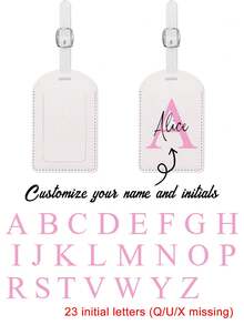 Personalized Luggage Tag With Custom Initials & Name,Stylish Retro Print Suitcase Identifier,Pu Material,With Your Letters (A-Z) , With Privacy Cover Name Card, Luggage For Travel,Suitcase Accessory, Chic Accessory, Highquality Finish, Wedding Party,Elegant Luggage Identifier For Suitcases, Bags, Travel Organization,Travel, For Wedding, Birthday, Travel Gift, Party Favors, And Gifts, Ideal Bridesmaid Present,For Women/Men,Travel Essentials - 彩色 - 查看 11