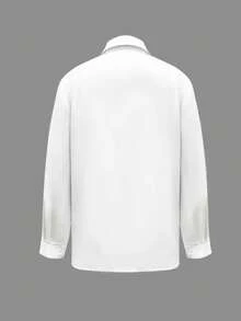 女士优雅镂空性感露肩撞色系带长袖上衣，适合春夏、度假、户外穿着 白色 - 白色 - 查看 5