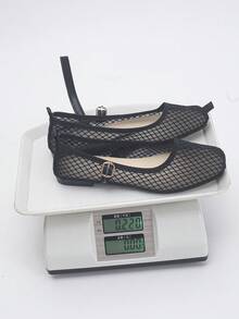 Giày bệt mũi vuông thời trang mới mùa xuân/thu dáng rộng cho nữ, đế lưới màu đen, thoải mái khi đi ngoài trời, cỡ lớn 36-43, nhẹ - Lưới đen - lưới đen - Xem 9