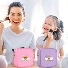 - Juego de 6 bolsas de maquillaje con parche preparado, bolsas de aseo para el cuidado de la piel, bolsa de nailon con letras de felpilla para cartera pequeo con cierre, bolsa de maquillaje - Bonito color. - Ver 5