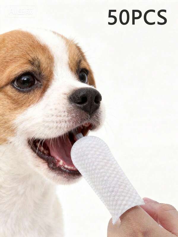 50 de bucăți de periuță de dinți de unică folosință pentru curățarea orală a animalelor de companie - periuță de dinți pentru deget pentru pisici și câini pentru a îndepărta tartrul și tartrul dentar, curățarea igienei orale a animalelor de companie pentru îndepărtarea acarienilor din urechi