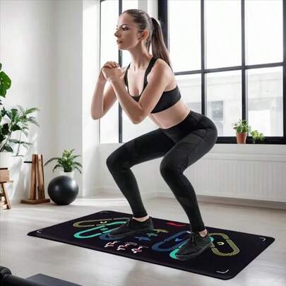 1pc Multi-Functional Non-Slip Fitness Mat Suitable For Squats, Yoga, Dumbbell Exercises, Pilates, Dancing, Back Exercises - Unisex Fitness System (Black) - Exercise Mat, Full Body Strength Training, No Power Needed, Compact & Portable, Suitable For Home Use, Gym Accessories, Multi-Purpose Fitness Board, Men & Women Fitness Aids