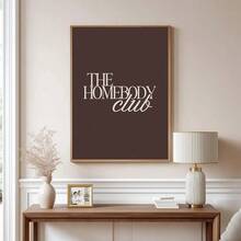 1幅带框/不带框“宅男俱乐部”复古帆布海报，乡村棕色字体，趣味墙面艺术印刷品，极简复古美学装饰画，适用于公寓、客厅、卧室、现代家居装饰 - 彩色 - 查看 1