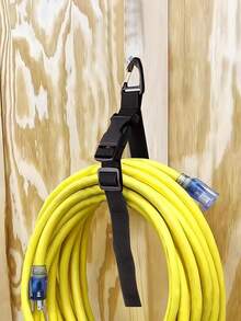 1Pc Adjustable Extension Cord Organizer Cord Holder Organizer Cord Storage Wrap Extension Cord Hanger With Triangle Clips-Durable Polypropylene Storage Straps For Workshop, Garage & Home Organization Belt, Heavy-Duty, 0.98 Inch X17.7 Inch - Black - View 7