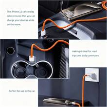 3,3/6,6/10 fot flätad nylon USB-C till typ-C snabbladdningskabel, kompatibel med iPhone 17/16/15/Pro/Pro Max/iPad och andra Android-telefoner, stöder 60W~18W snabbladdning, lämplig för inomhus-/utomhus-/resor- och bilanvändning - Orange - Visa 7