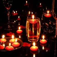 10pcs Floating Candles, Smokeless Single Wick - Suitable For Romantic Atmosphere And Decoration, Ideal For Valentine's Day, Christmas, Thanksgiving, Mother's Day, Father's Day Celebrations, Red Festival Candles - Multicolor - View 3