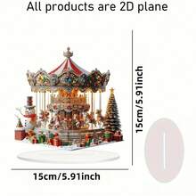 1 pezzo Decorazione da tavolo in stile bohémien in acrilico con carosello rotante - Decorazione natalizia 2D, adatta per la casa e la scrivania dell'ufficio, regalo per le vacanze