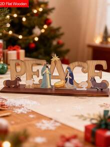 1 pezzo Targa in legno con scena della Natività, integrando la scena della Natività nella mangiatoia nel design della parola "Speranza", regali di Natale, regali cristiani, decorazione, decorazione per la casa, decorazione per luoghi religiosi