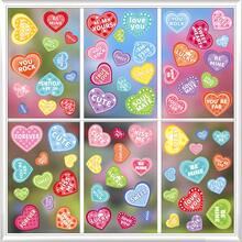 1 Set Of 9 Pcs Valentine's Day Elf Heart Window Stickers, Removable Glass Decals With Heart, Rose, Gift Box, Car Patterns, Suitable For Home, Store, New Year, Valentine's Day Decoration