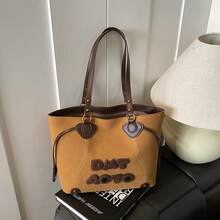 1 pc Retro-Alphabet-Tote Bag für Damen, harter Boden mit fester Form, großer Kapazität im koreanischen Stil, vielseitige Schulter- und Handtasche, edler Look für den Arbeitsweg, minimalistisch kombinierbar, perfekt für Laptop und Alltagsutensilien - Weiss - Übersicht 9