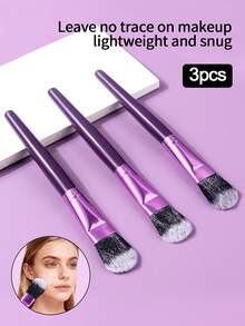 1支/3支装舌形粉底刷，轻盈无痕遮瑕刷，柔软精准刷毛，粉底刷，遮瑕刷，腮红刷，修容刷，腮红刷，古铜粉刷，散粉刷，粉底刷，腮红刷 - 紫色 - 查看 8