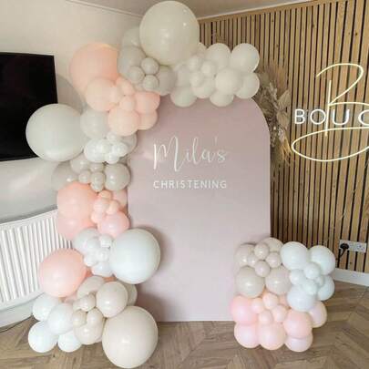 126 piezas Kit de arco de guirnalda de globos en tonos beige y melocotón para decoración de bautizo, baby shower, fiesta de cumpleaños, boda y compromiso