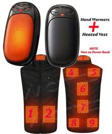 9 Areas Heated Vest Men Jacket Heated Winter Womens Electric Usb Heater Camping Jacket Man Thermal Vest Body Warmer Coat 6XL(No Power Bank) - 9 Areas SET - 查看 1