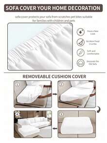 1pc Modern Minimalist Stretch Sofa Cover, Made Of Polyester Fiber, Machine Washable, Protects Sofa From Dust And Dirt, Suitable For All Seasons, Removable & Washable Slip-On Sofa Cushion Cover