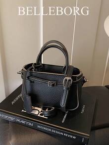 Túi xách nữ nhỏ gọn, họa tiết tương phản màu sắc đơn giản, đa năng, phong cách cổ điển, dễ dàng mang theo khi đi làm - màu đen - Xem 2