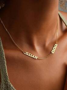 Collar personalizado con nombre, exquisito collar personalizado con múltiples nombres, collar de cadena cubana de acero inoxidable personalizado, regalo perfecto, regalo del Día de la Madre - Cadena de oro 3NK - Ver 4
