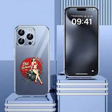 Cubierta de teléfono transparente para combinaciones de moda,Cubierta de teléfono transparente para iPhone con diseño de pin up mecánica estilo retro Old School para hombres y mujeres protección contra golpes para uso diario Aplicable a teléfonos Apple y Galaxy. Adecuado para teléfonos Apple y Galaxy. - transparente - Ver 2