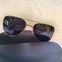 Vintage Fashion Aviator Sunglasses For Women And Men, Unisex, With Metal Frame, UV 400 Lens - Vàng và đen - Xem 6
