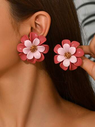 2pcs Bohemian Style Middle Eastern Floral Handmade DIY Woven Oriental Palace Large Earrings, Includes Faux Pearl Flower Pendant Earrings In Multiple Colors & Designs, Suitable For Women's Daily Wear, Festivals, Parties, Gifts. Note: Due To Handmade Nature, The Product May Be Slightly Deformed During Transportation, Please Manually Adjust If Needed Upon Receipt.