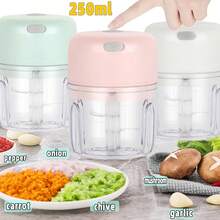 1pc Wireless Electric Garlic Masher, 8.45oz/3.38oz, Mini Wireless Portable Garlic Chopper, USB Rechargeable Garlic Press, Easy To Clean, Chili/Onion/Vegetable/Garlic Food Processor