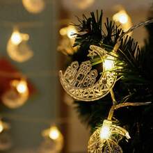 1PC LED Ramadan String Lights, 59.06/118.11in Ramadan Decorative Fairy Lights With Moon & Castle Designs, Battery-Powered, Festive Indoor Lighting For Eid Al-Fitr, Ramadhan Celebration - Moon Castle Battery Box String Lights - View 5