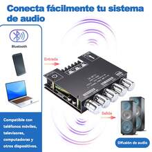 Placa Amplificadora de Potencia de Audio Bluetooth de 2.1 Canales 50W*2 + 100W Bluetooth 5.0 con Control de Agudos y Graves para Cine en Casa con Altavoz Bluetooth de Bricolaje - Negro - Ver 5