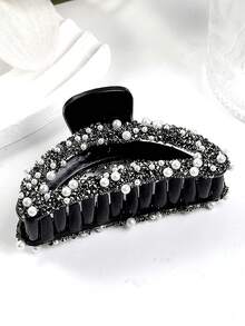 1 件装女士多色碎花新月形发片亚克力爪夹日常优雅头饰发夹发夹发夹发夹发夹接发夹，学校用品，学院秋冬发饰，适合女士度假装扮 - 銀色 - 查看 13