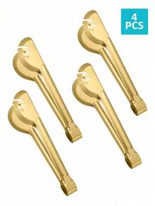 2pcs/4pcs Champagne Golden Stainless Steel Serving Tongs, 9" Easy Grip - Mirror Polished Half-Circle Bread Clamp Service Clips For Steak/Food, Perfect For Buffet & Parties, Kitchen Gadgets - Gold - View 8