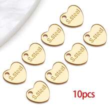 10/30个304不锈钢吊坠，水滴形链扣，小巧扁平圆形心形吊坠，金属链延长连接器，链尾吊坠，适用于DIY珠宝制作 - 彩色 - 查看 12