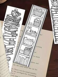 1/20/32pcs Black And White Line Art Bookmarks, DIY Bookmarks, Hand-Drawn Coloring Bookmarks, Decorate Book Pages, Add Color To Book Pages, Exquisite Non-Repeating Bookmarks, Creative Aesthetic Bookmarks, Artistic Illustrations, Perfect For Teachers, Readers And Book Lovers, Perfect As Gifts, Party, Birthday Gifts, Set Of 32pcs - Multicolor - View 3