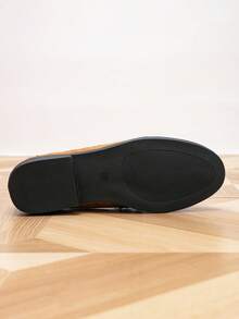 Giày lười nữ, Giày lười đế bằng mũi tròn có khóa kim loại, Giày lười đế bằng cổ điển ngoài trời, Giày thường ngày cho nữ - màu nâu - Xem 9