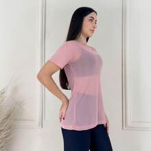 Women's Fitness Set 3-Piece Kit – Complete Gym Look: Top + Leggings + Tulle T-Shirt – 3-In-1 Sportswear Set – Train In Style And Comfort - 淺粉色 - 查看 3