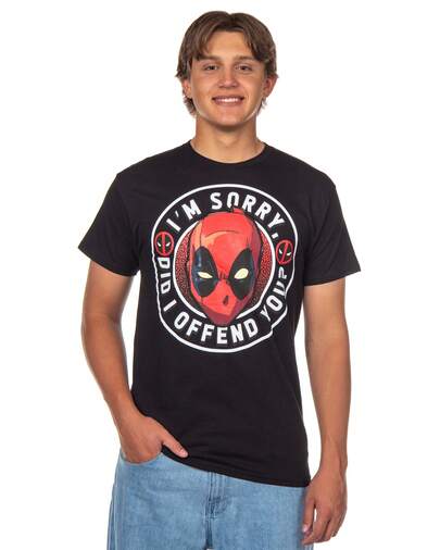 Marvel Deadpool Men's T-Shirt Sorry Did I Offend You Short Sleeve Tee (3XL)
