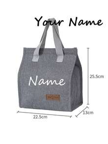 Customized Letter Print Insulated Lunch Bag, Personalized Thermal Lunch Box, Unisex Large Capacity Lunch Tote, Reusable Leak-Proof Handbag, Suitable For Office, Work, School, Beach Or Travel