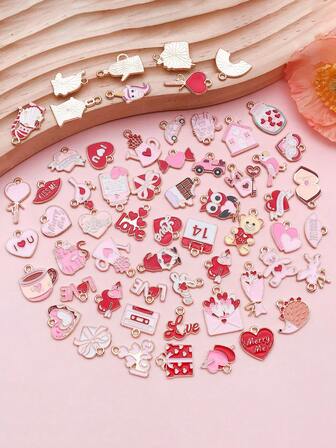 10/60pcs Valentine's Day Charm Pendant For Bracelet Jewelry Making Metal Droplet LOVE Pendant DIY Earrings Necklace Holiday Gift Accessories