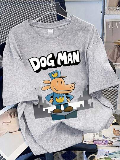 Teenager Boys Short Sleeve T-Shirt, Featuring Retro Compass, Mountain, Star And Moon Patterns, Fashionable Loose Fit Round Neck T-Shirt, Suitable For Boys Wearing On Street And Outdoor Play