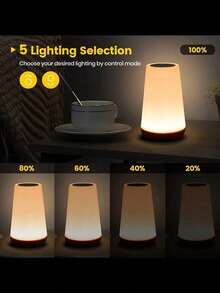 1pc Touch Sensor LED Desk Lamp, USB Rechargeable Bedside Lamp, Dimmable, Multi-Color Modes, Timer, Portable Nightlight For Bedroom, Living Room, Camping - Multicolor - View 2