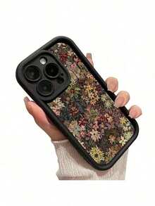 Wild Flower Pattern TPU Phone Case For IPhone 17 15 16 14 Pro Max 13 12 11 XS Plus E Shockproof Full Camera Protection Durable Slim Silicone Protective Case - Burgundy - View 3