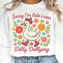 1/2/3 Stücke "Sorry, ich bin spät dran. Ich schlendere. Spaß Mama." Satirischer, retro-bohemischer Stil. Spaß Mama. DIY Aufkleber. Geeignet für Kleidung. T-Shirts, Jeans, Rucksäcke. Kleidungsaufkleber. Personalisierter Stil. Waschbar. Transferdruck Design. Aufkleber. Gänsedesign - Verschiedenfarbig - Übersicht 1