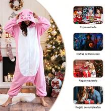 Pijamas de dibujos animados para adultos, ropa de dormir Pijamas completas calientitas unisex mujer y hombre pijama en parejas disfraz anime cosplay Costumes stichtch, pijamas de franela para dama ropa de cartoon anime invierno mamelucos mameluco de dinosaurio mono de gato y Panda, monos de animales, disfraces de Halloween y Chiristmas ropa para el hogar regalo dormir , recuerdo adulto mameluco de chimuelo pijama caballer - Rosa - Ver 6