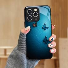 Funda de Teléfono de Vidrio Templado para iPhone 16, 16e, 15 Pro Max, 14 Plus, 13, 12, 11 Pro Max - Cubierta Protectora Oscura y Moderna (OT6458) - Colores mixtos - Ver 4