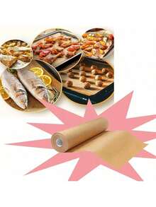 1 Roll Unbleached Baking Parchment Paper - Non-Stick Silicone Baking Paper, Suitable For Cooking, Grilling, Roasting, Air Fryer And Steaming - Bulk Pack, Ideal For Home And Commercial Kitchens, Non-Stick Baking Paper, Essential Kitchen Accessory, Kitchen Gadget. - Multicolor - View 4