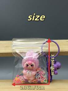 1pc Latest KEYCEO Bunny Doll Series PVC Decorative Collectible Doll, Featuring Exquisite Sakura-Shaped Keychain, Transparent Protective Pouch, And Glitter Accent Design, Portable And Suitable As New Year, Thanksgiving, Christmas, Or Other Holiday Limited Edition Gift, Party Favor, Or Gathering Giveaway - Multicolor - View 6