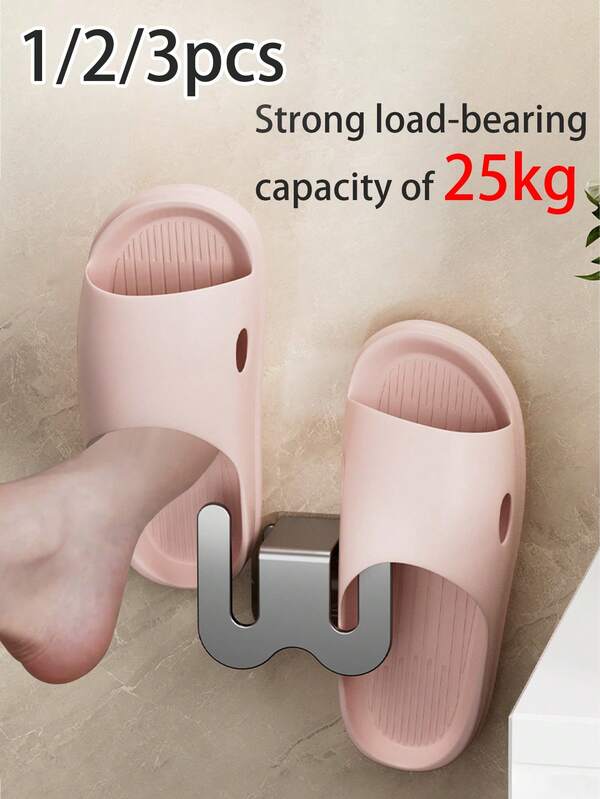 3/2/1 Stück Badezimmer Pantoffel Wandhalterung selbstklebend ohne Bohren mit Gummistreifen wandmontiert ohne Bohren Toilettentür Abfluss Haken Badezimmer Zubehör geeignet für Schlafzimmertür Schränke, Duschraum, Badezimmer, Toilette Ablauf Pantoffel Regal für Pantoffeln, Sportschuhe, Lässig Schuhe, Leinenschuhe, einfach zu entnehmen
