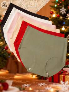 6pcs Pack Women's Seamless Triangle Panties, Invisible & Comfortable, Suitable For Christmas - Multicolor - View 8
