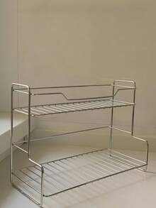 1pc Multi-Function Kitchen Oil, Salt, Sauce, Vinegar Bottle Rack, Spice Storage Organizer, Wall Mount Without Drilling - Silver - View 10