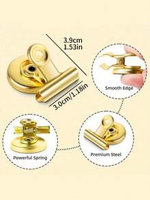 1/4/10pcs Round Fridge Magnets For Refrigerator, DIY Photo Holders, Memo Chalkboard Whiteboard Sticker - Gold - View 9